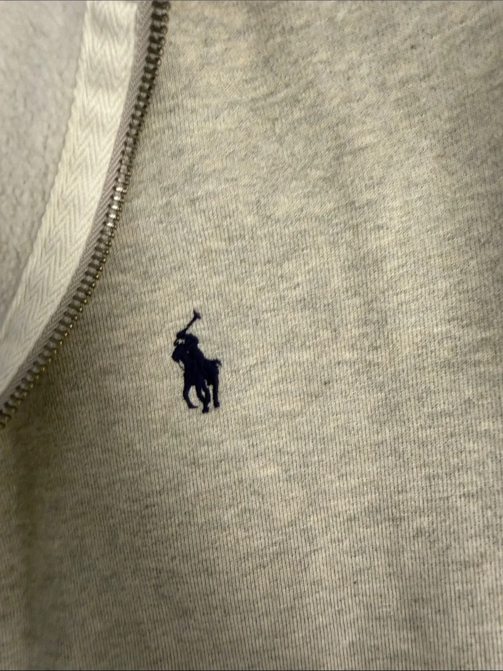 Ralph Lauren Heather Gray Full-Zip Hoodie with Polo Logo